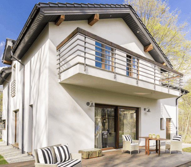 Modern home with a sunny patio.