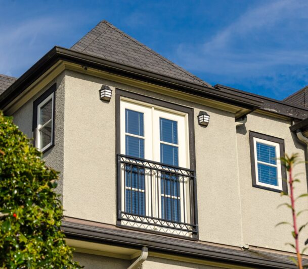 Modern house with balcony and windows