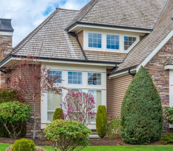 Modern suburban house with full window replacement